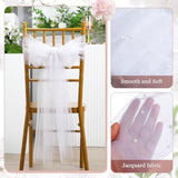 50 Pcs White Pearls Chair Sashes Fabric Romantic Pearl Chair Bows Ties For Wedding Bridal Shower Baby Shower Birthday Party Seat Decorations, 7 X 108 Inches