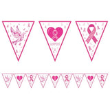2 Pcs Breast Cancer Awareness Decorations Pink Ribbon Pennant Banner, Hope Strength Support Triangle Bunting Garland for Women Survivor Party Supplies, October Charity Run and Fundraiser Event Decor