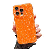 Case For Iphone 16 Pro Max,Super Cute Vibrant Neon Glitter Shiny Bling Sparkly Glossy Girly Case,Shockproof Slim Camera Protection For Iphone 16 Pro Max 6.9 Inch,Orange