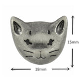 12 Pieces Cute Cat Metal Shank Buttons 18Mm (Gray Silver)