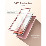 For Samsung Galaxy S22 Ultra Case, Built-In Screen Protector For Samsung S22 Ultra 5G Case Full Body Protection Shockproof Rugged Bumper Silicone Phone Protective Cover 6.8 Inch - Rose Marble