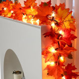 Fall Decorations Lighted Fall Garland, 9Ft 50 Count Incandescent Lights Brown Wire Ul Certified Connectable Maple Leaves String Lights For Home Party Fireplace Mantle Thanksgiving Decor (Red, 1Pcs)