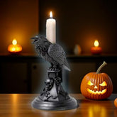 Halloween Candleholder Gothic Decor Black Raven Candlestick Holder, Resin Ornament, Home Desktop Decoration Candle Holder, Christmas Decor, Party Favors, Dense Room Decor (Crow)