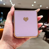 For Samsung Galaxy Z Flip 6 5G Case Women Girls Cute Bling Heart Design Plating Bumper Shockproof Slim Fit Soft Tpu Silicone Protective Cover For Samsung Galaxy Z Flip 5 5G Phone Case,Purple