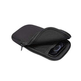 Neoprene Small Cell Phone Sleeve Zip Wallet With Neck Strap For iPhone Black