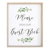Wedding Please Sign Our Guest Book Sign | Watercolor Greenery With Eucalyptus Print On Thick Cardstock Paper | Not Framed Guestbook Sign Wedding Decoration | (1) 8X10 Sign
