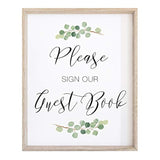 Wedding Please Sign Our Guest Book Sign | Watercolor Greenery With Eucalyptus Print On Thick Cardstock Paper | Not Framed Guestbook Sign Wedding Decoration | (1) 8X10 Sign