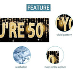 Funny “Holy Shit You’re 50” Banner, 9.8×1.6 Ft Black & Gold Birthday Decor