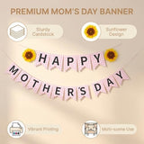 Happy Mother's Day Decorations Banner, Mother's Day Decor Sign Sunflower Theme for Mom Women Party Supplies Celebrations