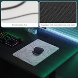 Glass Gaming Mouse Pad,Accurate And Fast Mouse Tracking,Tempered Glass,Anti-Slip Rubber Base,Xl Mouse Mat For Gamer, Office & Home,White Topographic