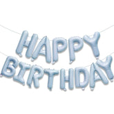 Pastel Blue Happy Birthday Balloons Banner, 16 Inch Mylar Foil Letters Balloon Sign For Birthday Party Decorations Photo Booth Backdrop