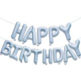 Pastel Blue Happy Birthday Balloons Banner, 16 Inch Mylar Foil Letters Balloon Sign For Birthday Party Decorations Photo Booth Backdrop