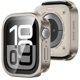 Matal Case Compatible With Apple Watch Series 11/10 46Mm Case With Built-In Screen Protector, Straight Edge Ultra Thin With Back Cover Protective Cover For Iwatch 46Mm, Titanium