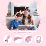 Kids Cat Ear Bluetooth Headphones, 60H Playtime, 74/85/94dB Safe Volume Limit, Metallic Gradient Wireless Headset with Mic, Fast Charging, Foldable,