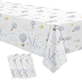 Hot Air Balloon 1St Birthday Party Supplies Tablecloth, 3 Pack Disposable Blue Hot Air Balloon First Birthday Mr Onederful Decorations Table Cover, 55In X 86In