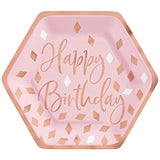 Happy Birthday Dessert Party Supply Pack | Bundle Includes Paper Appetizer/Dessert Plates And Napkins For 16 People | Rose Gold And Blush Design | Sparkly Birthday Supplies For Her