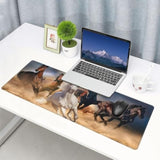 Horse Galloping Gaming Mouse Pad, Herd Running Animals Large Extended Desk Mat 11.8X 31.5 Inches With Non-Slip Base & Stitched Edges, Waterproof Desk Mat For Office, Home, Laptop, Computer Keyboard