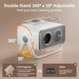 2026 Pgraded 360°Adjustable Dual Stand Ai Auto Keystone Electric Focus Mini Portable Projector With Bluetooth 5.4, 1080P Support Outdoor Movie Projector Compatible With Hdmi/Usb/Phone (Black)