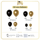 Black and Gold Balloon Arch Kit 99Pcs Garland for Graduation 2025 Party Decorations