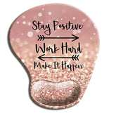 Ergonomic Mouse Pad With Gel Wrist Rest Support, Gaming Mouse Pad With Lycra Cloth, Non-Slip Pu Base For Computer, Laptop, Home, Office & Travel Hands Pain Relief Rose Gold