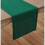 Linen Rainforest Green Hemstitch Table Runner 60 Inches - 100% Pure Linen Small Table Runner 14 X 60 Inch Ideal For Dresser And Coffee Tables - Classic Hemstitch - Christmas, Thanksgiving