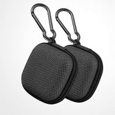 Earbud Case Hard Eva Earphone Carrying Case Cell Phone Accessories Storage Bag With Carabiner For Airpods Headset Earphone Flash Drive Charging Cable Key Wall Charger Usb Adapter Cable (Black 2Pack)