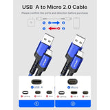 Micro Usb Cable For Android, (2-Pack 6.6Ft) Kindle Charger Cord Replacement, Nylon Braided Usb Micro Charging Cable Compatible With Galaxy S7 S6 J7 Edge Note 5, Kindle, Mp3-Blue