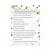 Christmas Song Game Trivia Fun Holiday Party Activity For Adults, Groups, Thanksgiving, Red And Green, 5X7 Cards, 25 Guests, Version 1