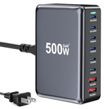 500W Usb C Fast Charger Block, 8 Port Usb Charging Station, Gan ? Pro Double 100W Pd Pps Port Fast Charging Station For Multiple Devices,Laptop Wall Charger Compatible With Macbook/Iphone 16/Ipad Etc