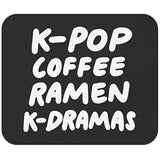 Funny Coffee 9 Inch Mousepad Cafe Mousemat - K-Pop Coffee Ramen K-Dramas Funny South Korean Tee
