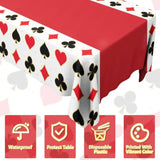 4Pcs 51X86In Casino Theme Party Tablecloths Poker Tablecloth Casino Night Birthday Party Table Cloth Poker Disposable Table Cover All-In-One Poker Mat For Game Birthday Playing Card Picnic Supplies
