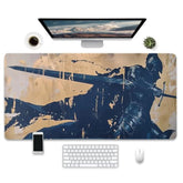 Non-Slip And Waterproof Gaming Mouse Pad, Extended Xxl Desk Mat, Medieval Knight Design, Navy Blue And Beige, 31.5 X 15.7 Inches, Lightweight