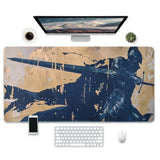 Non-Slip And Waterproof Gaming Mouse Pad, Extended Xxl Desk Mat, Medieval Knight Design, Navy Blue And Beige, 31.5 X 15.7 Inches, Lightweight