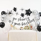 Black Go Sha It'S Your Birthday Banner Balloons Set, Glitter Happy Birthday Banner With Black Silver Confetti Balloon Star Foil Balloon For Man Women Hip Hop Rap Theme Birthday Party Decorations