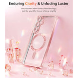 Samsung Galaxy S25 Plus Case, MagSafe Compatible, Glitter Card, HD Protectors, Rose Gold