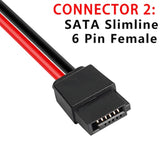 Sata 15-Pin Male To Sata 6-Pin Female Slimline Power Adapter Cable Sata 15 Pin