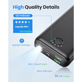 Portable Charger Power Bank 30000Mah - Usb C 22.5W Fast Charging External Battery Pack Charging Bank Pd Qc4.0 With Flashlight 3 Outputs & 2 Inputs Phone Charger For Iphone Samsung Galaxy Ipad Etc