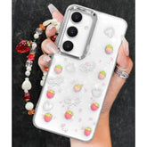 For Samsung Galaxy A16 5G Phone Case - Women Girls Cute Clear Sparkly Girly Kawaii 3D Strawberry Design With Charm Strawberries Wrist Chain Cover Aesthetic For Samsung A16 5G Cases 6.7 Inch