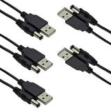 HiLetgo 5pcs USB 2.0 A Male to DC 5.5x2.1mm 5 Volt DC Connector Charge Barrel Jack Power Cable Black(Max 2.5 Ampere Power Cable, Center PIN Positive)