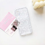 Compatible With Iphone 16 Case Clear With Card Holder Cute Flower Floral Leave Pattern For Women Girl Shock Absorbing Soft Tpu Wallet Case Protective Phone Cover - White