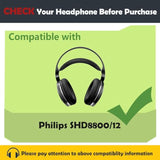 Replacement Earpads Cushion Compatible With Philips Shd8800/12 Headphone Ear Pads With Breathable Fabric/High Density Foam