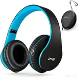 Bluetooth Headphones Over-Ear, Foldable Wireless And Wired Stereo Headset Micro Sd/Tf, Fm For Cell Phone,Pc,Soft Earmuffs &Light Weight For Prolonged Wearing (Black/Blue)
