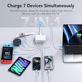 Usb C Charger Block, 180W Gan 7 Port Usb Charging Station Wall Charger Pd 65W Laptop Power Adapter Wall Plug, Usb C Block Charging Hub For Macbook Pro/Air,Dell,Iphone 16/15/14/13,Ipad,Galaxy S24/S23