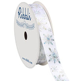 Silver Snowflake Ribbon,5/8 Inch,10-Yard Spool, Iridescent Silver Snow