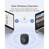 Inateck Wireless Mouse 2.4G Slim Mouse with 2 Nano Receiver USB A/USB C, Noiseless Mouse, Compatible with Notebook, PC, Laptop, MacBook, MS02001 Black