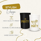 Wife Of The Party Bachelorette Cups - 12 Bachlorette Cups, Perfect Team Bride Party Favors (Black)