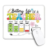 Battery Life Of A Teacher Non-Slip Mouse Pad With Stitched Edge, Funny Teaching Gifts, Teachers Day Gifts For Women Friends, Appreciation Gifts For Teacher Assistant, Back To School Gifts