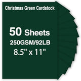 Christmas Green Paper, 50 Sheets 8.5 X 11 Green Cardstock, 250Gsm/92Lb Card Stock Printer Paper For Christmas, Halloween, Invitations, Crafts, Diy Cards, Scrapbooking, And Stationery Printing