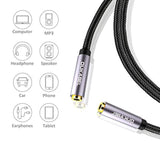 3.5mm Female to Female TRRS Aux Extension Cable 6in Crystal Nylon Braided