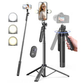 71" Phone Tripod,Tripod For Iphone With Fill Light And Rechargeable Remote,Aluminum Selfie Stick Phone Stand Compatible With Cell Phone/Camera/Ring Light/Dji/Gopro